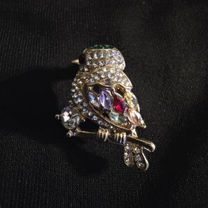 Elegant Multicolor Crystal Bird Brooch